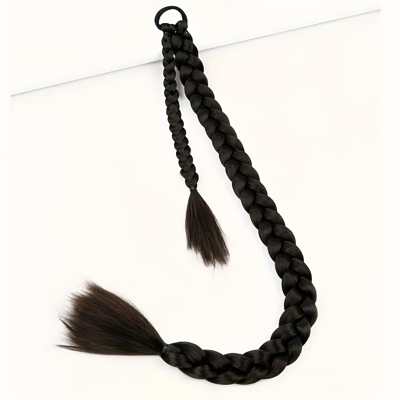 CHRONEX Women's 24" Synthetic Wavy Braid - Black Ponytail Hair Extension