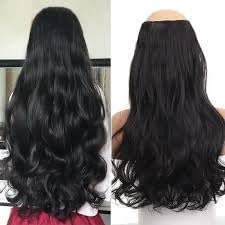 BEAUTRISTRO Clip-In Hair Extensions - 24 Inch Black Wavy Curly for Women & Girls