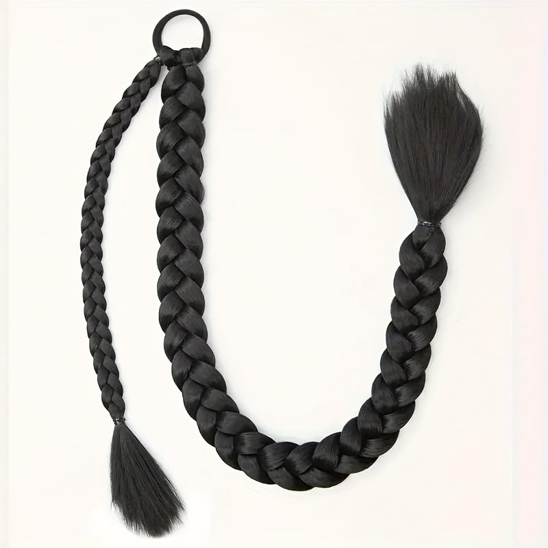 CHRONEX Women's 24" Synthetic Wavy Braid - Black Ponytail Hair Extension