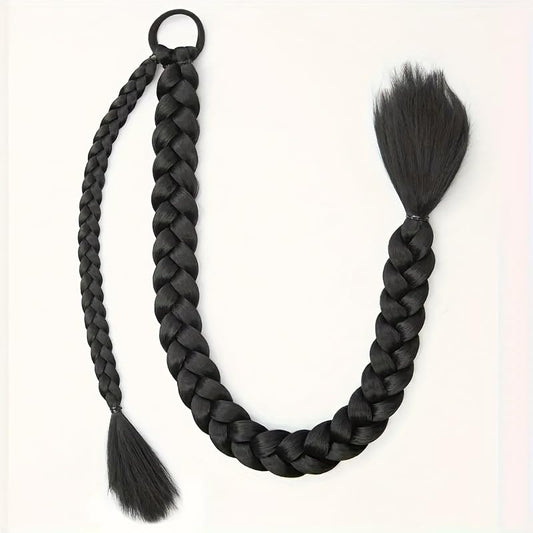 CHRONEX Women's 24" Synthetic Wavy Braid - Black Ponytail Hair Extension