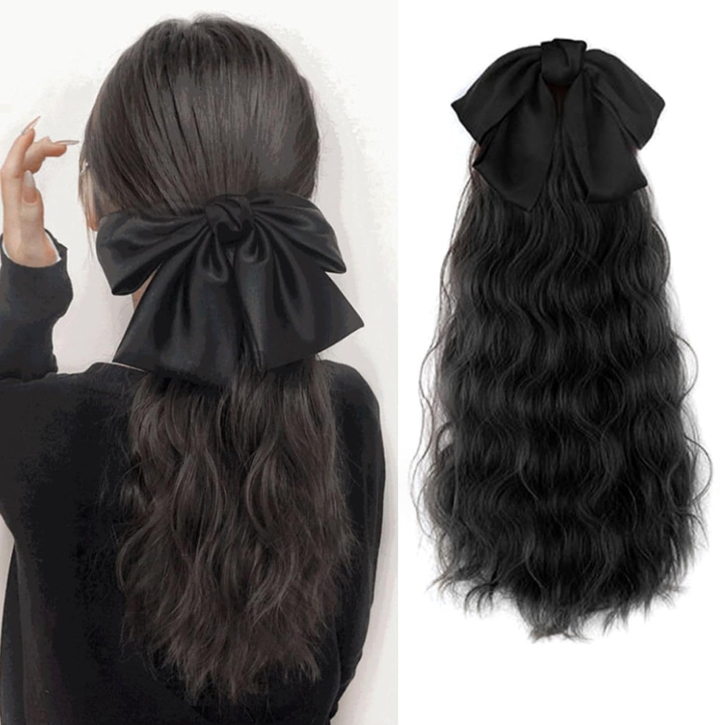 Miss Lirenn® Voluminous Curly Ponytail Hair Extension - Brown with Bow Clip