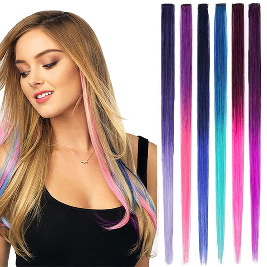 Festival Rainbow Hair Extensions - Clip-In Highlights Kit