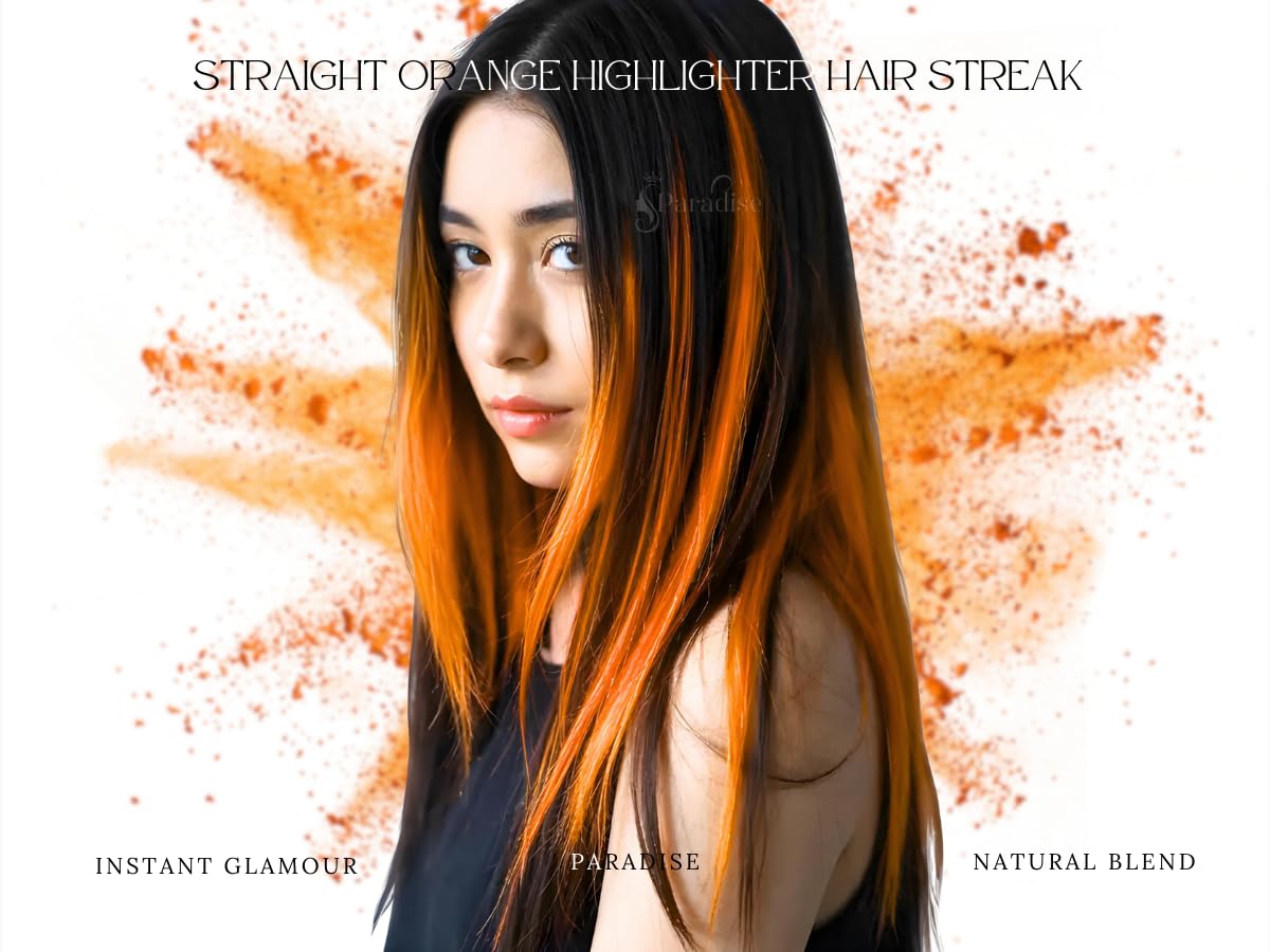 Fiery Orange Hair Extensions - 22" Straight Clips (Pack of 6)