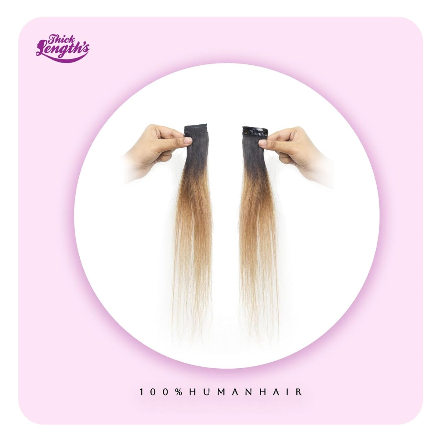 "16" Caramel Brown Hair Streak Clip-In Extension - 100% Human Hair