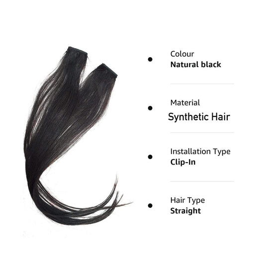 VIVIAN Single Clip Hair Patches - Black 10 Inch