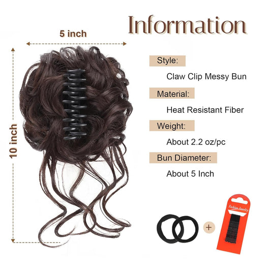 Miss Lirenn® Tousled Updo Hair Extension Clip - Brown