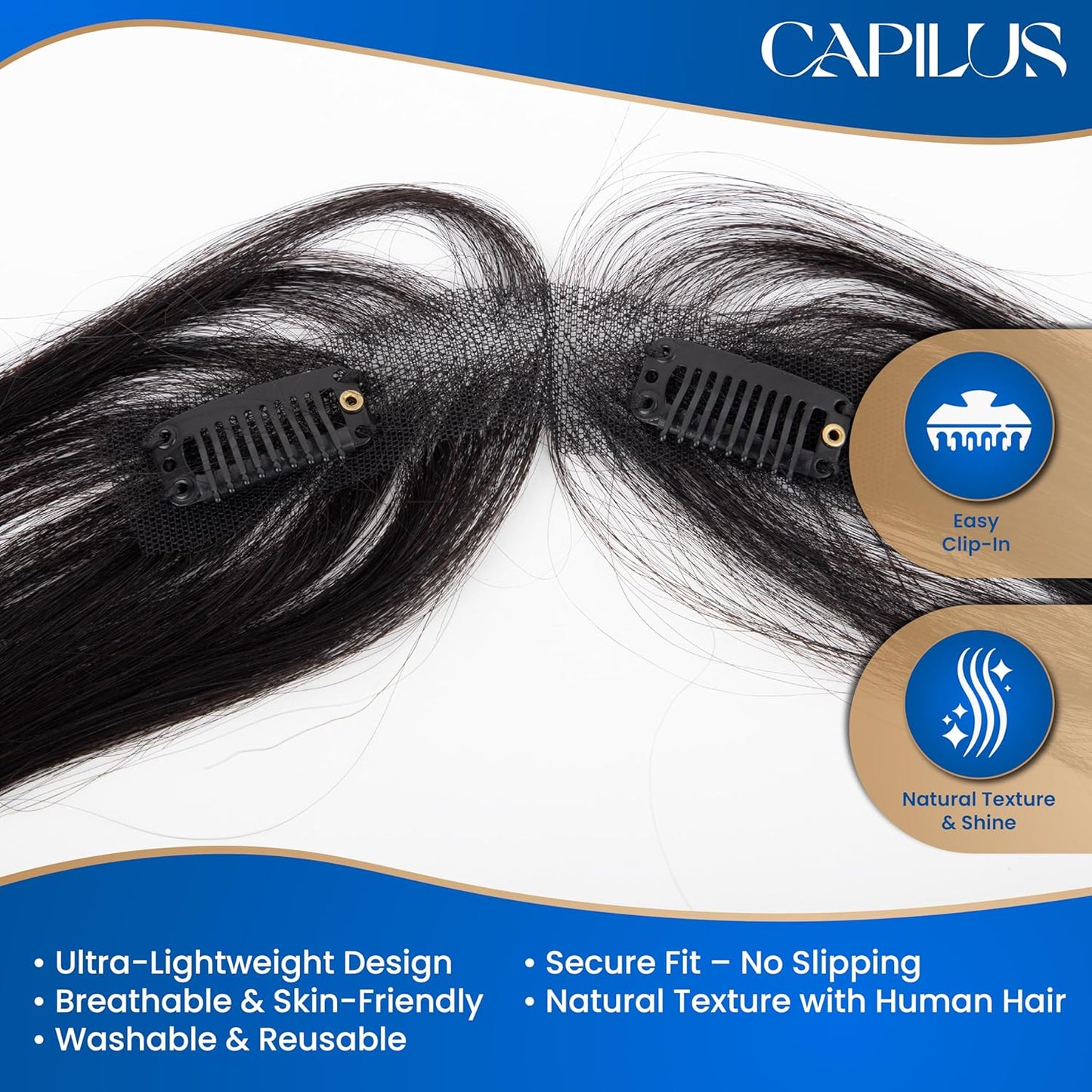Capilus Frontline Coverage Patch - 100% Human Hair (Black)